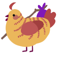 A honey and red chicken with a half-bar pattern