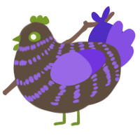 Blackberry, a bark and blurple chicken with a bar pattern