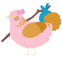 A rose and orange chicken with a neck-band pattern