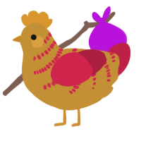 A gold and crimson chicken with a half-bar pattern