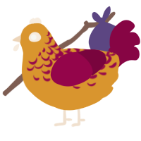 A orange and maroon chicken with a half-lace pattern