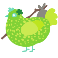 A grass and lime chicken with a speckle pattern