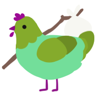 A spring and chartreuse chicken with a head pattern