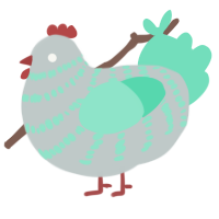A silver and mint chicken with a bar pattern