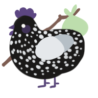 A sable and mist chicken with a speckle pattern