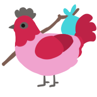 A pink and crimson chicken with a head pattern