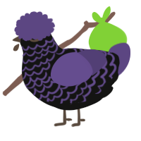 A black and overcast chicken with a lace pattern
