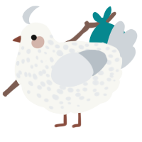 A white and mist chicken with a speckle pattern