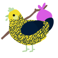A yellow and tumblr chicken with a double-lace pattern