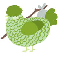 A gluppy and chartreuse chicken with a lace pattern