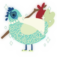 A aqua and gluppy chicken with a double-lace pattern