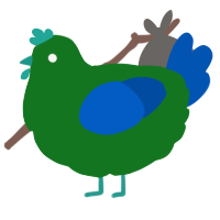 A leaf and ultramarine chicken