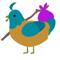 A gold and sea chicken with a head pattern
