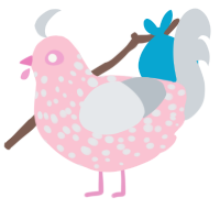 Bubblegum Drop, a rose and mist chicken with a speckle pattern