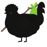 A black chicken with a lace pattern