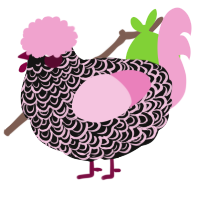A black and pink chicken with a double-lace pattern