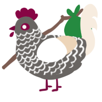 A grey and cream chicken with a lace pattern