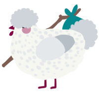 A white and mist chicken with a speckle pattern