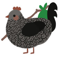 A grey and black chicken with a double-lace pattern
