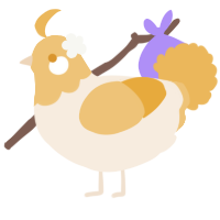 A cream and honey chicken with a head pattern