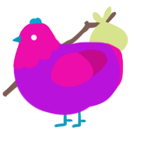inverted poprocks, a amethyst and fuchsia chicken with a head pattern