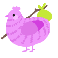 A lavender and orchid chicken with a bar pattern