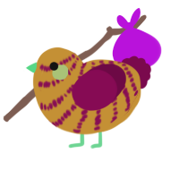 A gold and wine chicken with a bar pattern