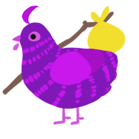 A violet and amethyst chicken with a bar pattern