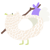 A cream and white chicken with a lace pattern