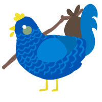 A ultramarine and sapphire chicken with a lace pattern