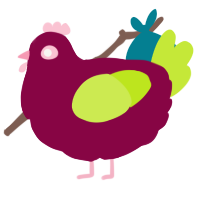 A maroon and lime chicken