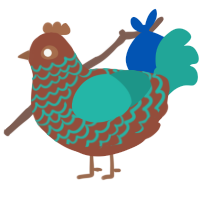 chocolate chick, a russet and turquoise chicken with a lace pattern