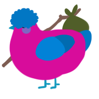A fuchsia and sapphire chicken