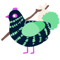 A tumblr and spring chicken with a bar pattern