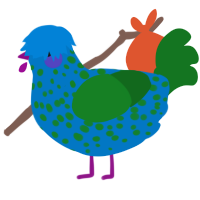 A sapphire and leaf chicken with a speckle pattern