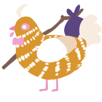黒麦, a orange and cream chicken with a bar pattern