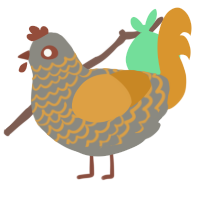 A ash and orange chicken with a lace pattern
