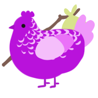 A amethyst and lavender chicken with a half-lace pattern