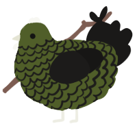 A olive and sable chicken with a lace pattern