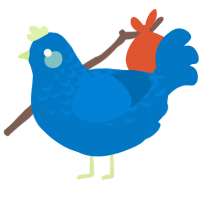 A sapphire chicken with a half-lace pattern