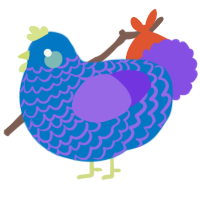 A sapphire and blurple chicken with a lace pattern