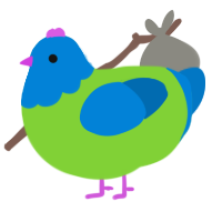 A grass and sapphire chicken with a head pattern