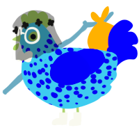 A russet and lime chicken with a speckle pattern