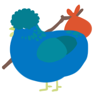 A sapphire and sea chicken with a neck-speckle pattern