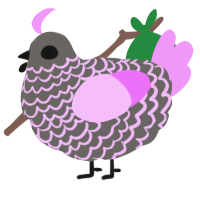 A grey and lavender chicken with a lace pattern
