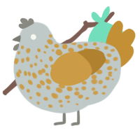 A silver and gold chicken with a speckle pattern
