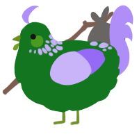A leaf and lilac chicken with a neck-speckle pattern