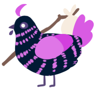 A tumblr and orchid chicken with a bar pattern