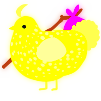 A lime and apple chicken with a speckle pattern