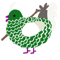 A leaf and white chicken with a lace pattern